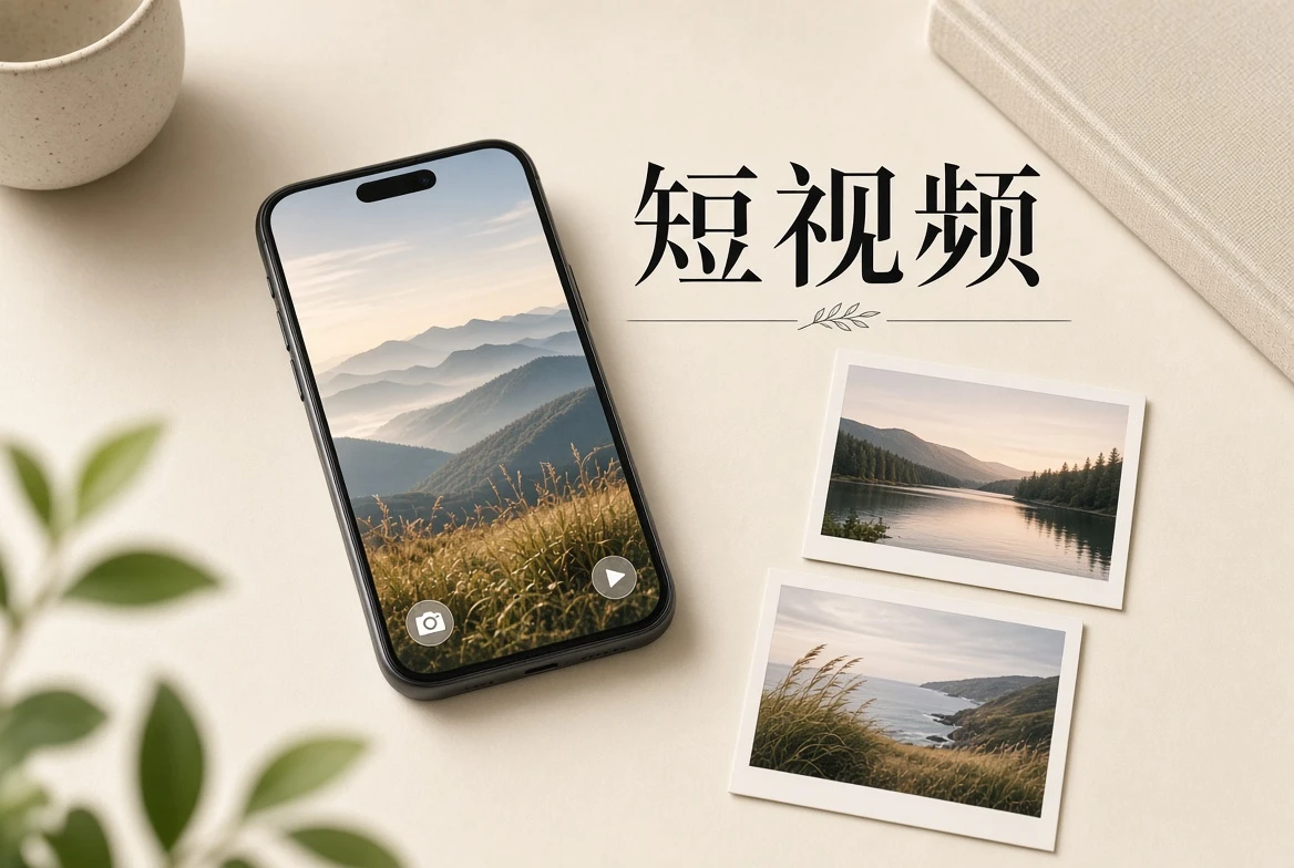 移动设备与正版短视频导览插画