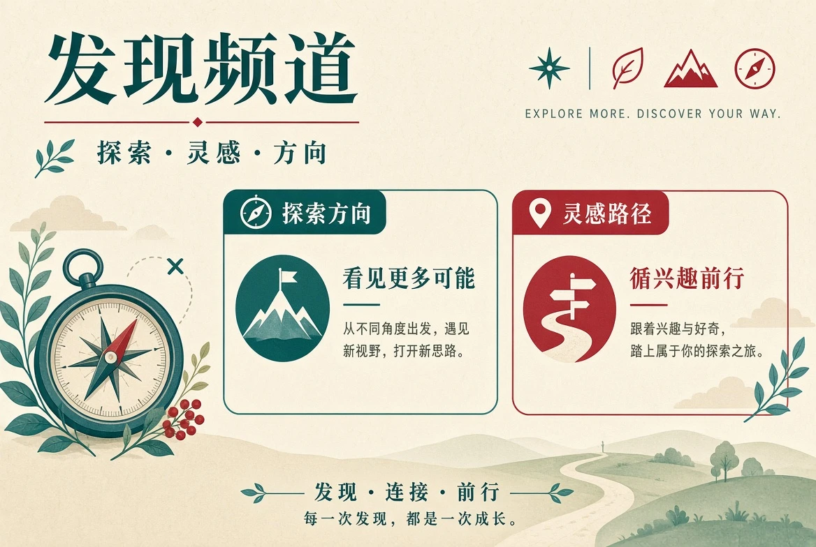 发现频道与跨栏目阅读路径插画